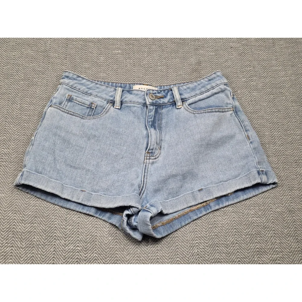 PacSun Mom Shorts Womens 28 Light Wash Blue High Waisted Cotton Denim Cuffed 90s